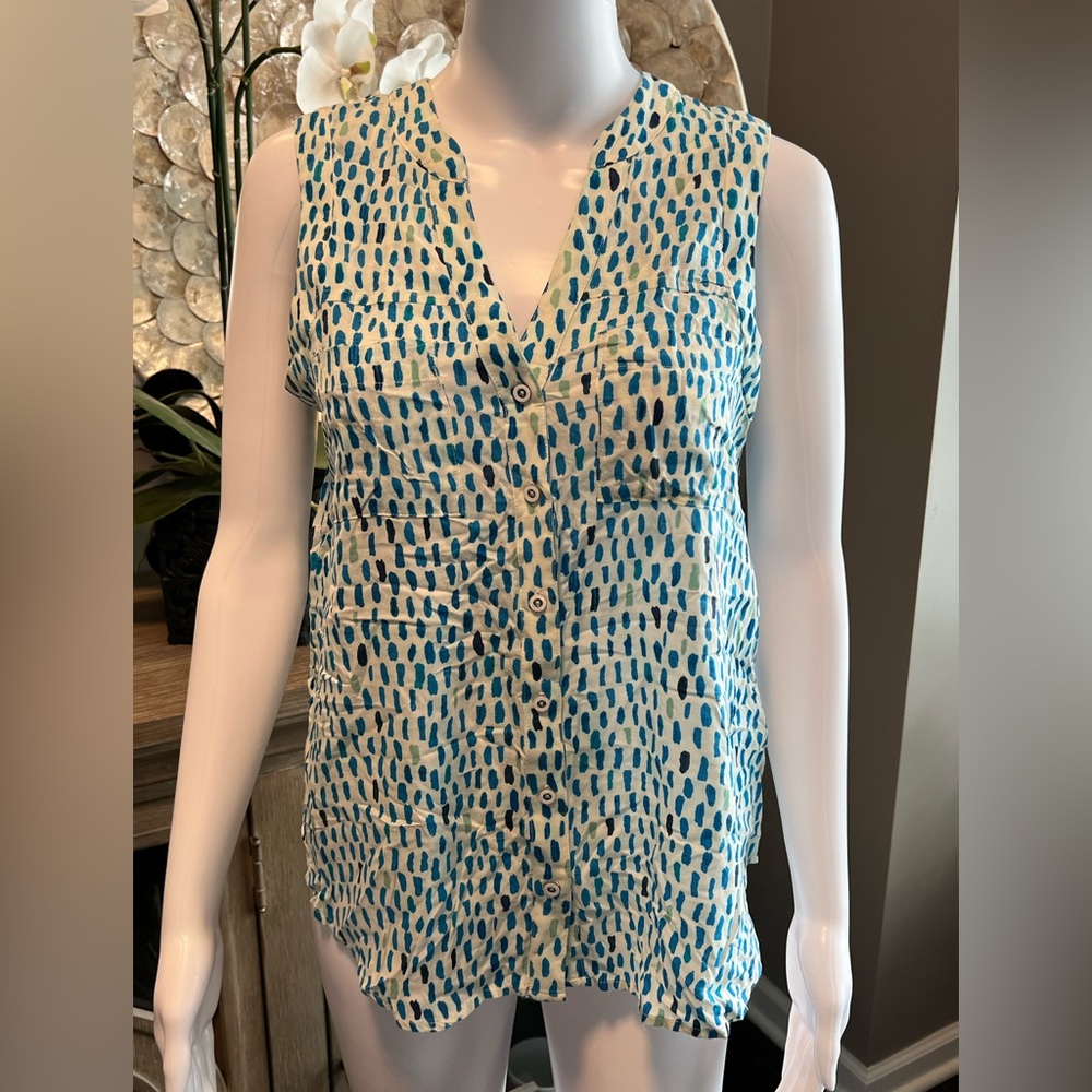 Anthropology Maeve Sleeveless Button Up Top 4P